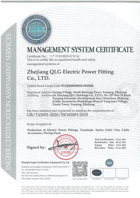 QLG’s Occupational Health and Safety Management system is registered to ISO14001:2015